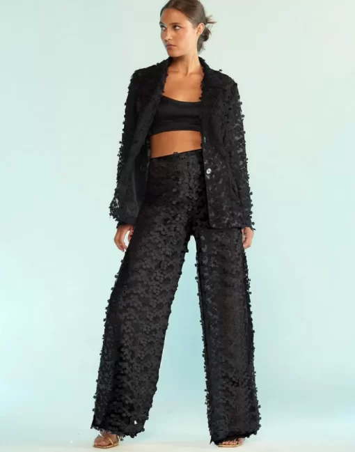 Online Cynthia Rowley 3D Embroidered Tulle Pants Black