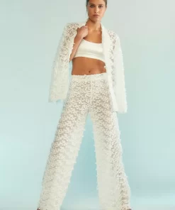 Cheap Cynthia Rowley 3D Embroidered Tulle Pants White