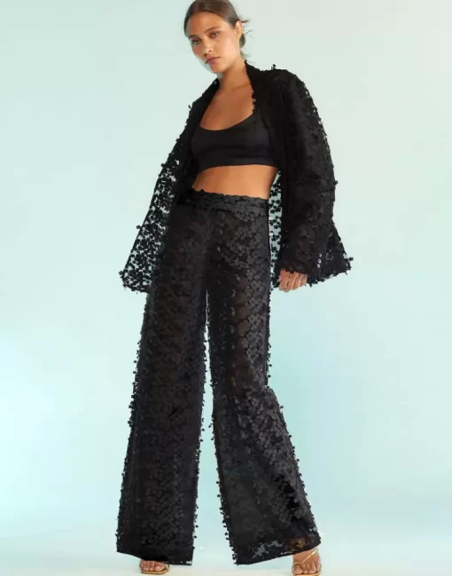 Online Cynthia Rowley 3D Embroidered Tulle Pants Black