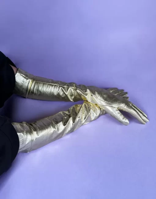 Best Sale Cynthia Rowley Bea Long Metallic Leather Gloves Default Title