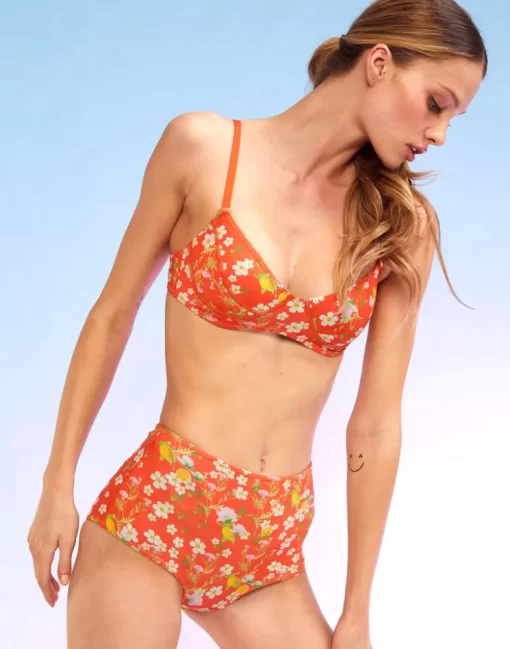 Fashion Cynthia Rowley Blossom Neoprene High-Waisted Bikini Bottom Orgmt