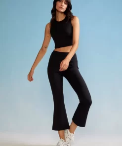 Shop Cynthia Rowley Bonded Cropped Flare Pant Black