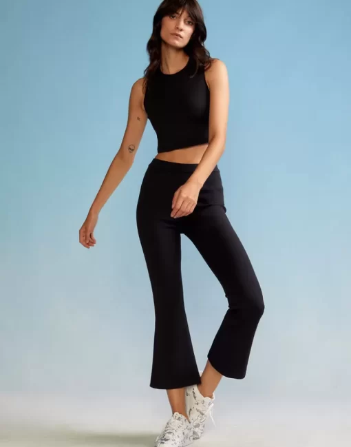 Shop Cynthia Rowley Bonded Cropped Flare Pant Black