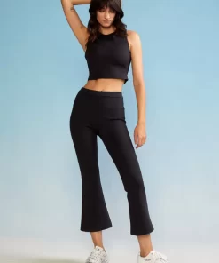 Shop Cynthia Rowley Bonded Cropped Flare Pant Black