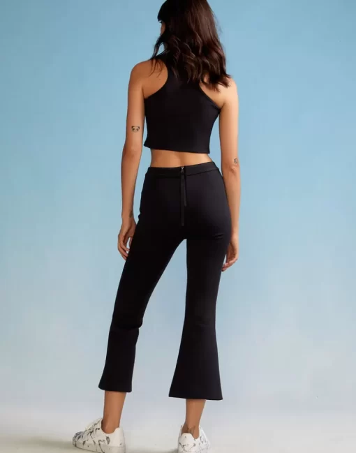 Shop Cynthia Rowley Bonded Cropped Flare Pant Black