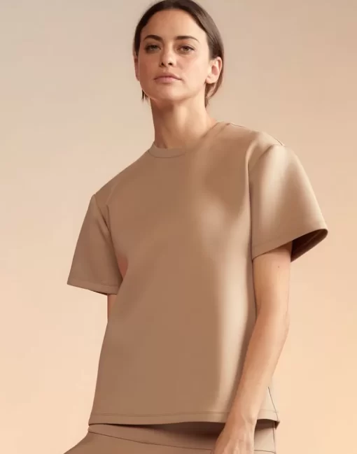 Cheap Cynthia Rowley Bonded Tee Camel