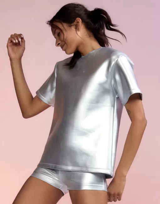 Sale Cynthia Rowley Bonded Tee Silver