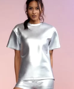 Sale Cynthia Rowley Bonded Tee Silver