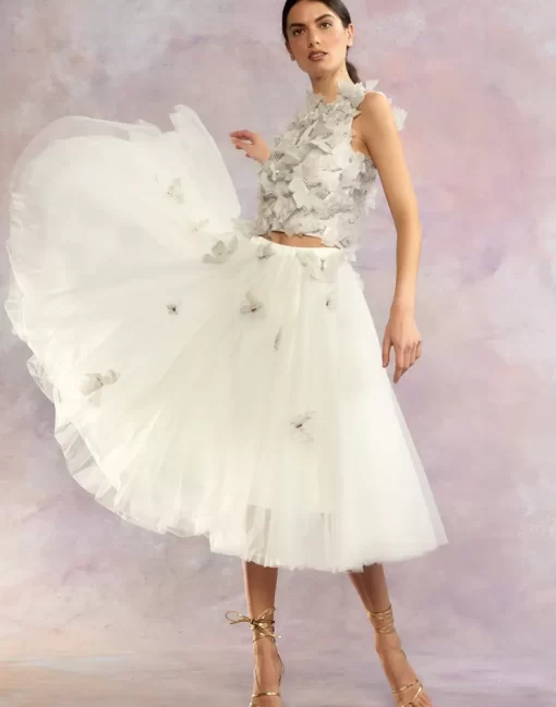 Cheap Cynthia Rowley Butterfly Tulle Skirt White