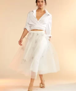 Cheap Cynthia Rowley Butterfly Tulle Skirt White