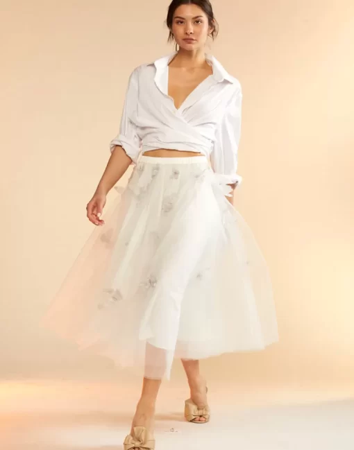 Cheap Cynthia Rowley Butterfly Tulle Skirt White