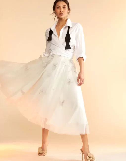 Cheap Cynthia Rowley Butterfly Tulle Skirt White