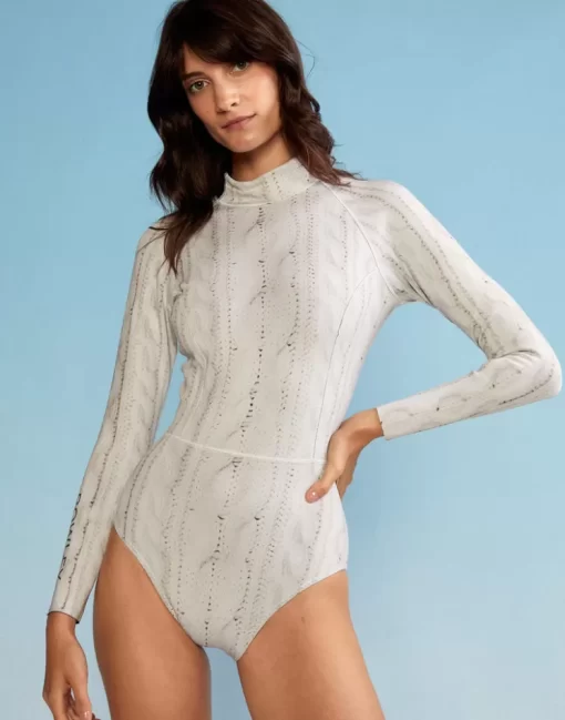 Store Cynthia Rowley Cable Knit Wetsuit Cream