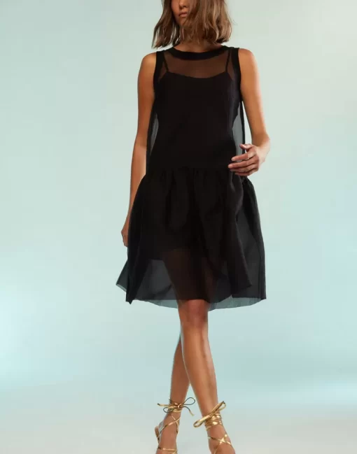 Outlet Cynthia Rowley Chloe Organza Dress Black