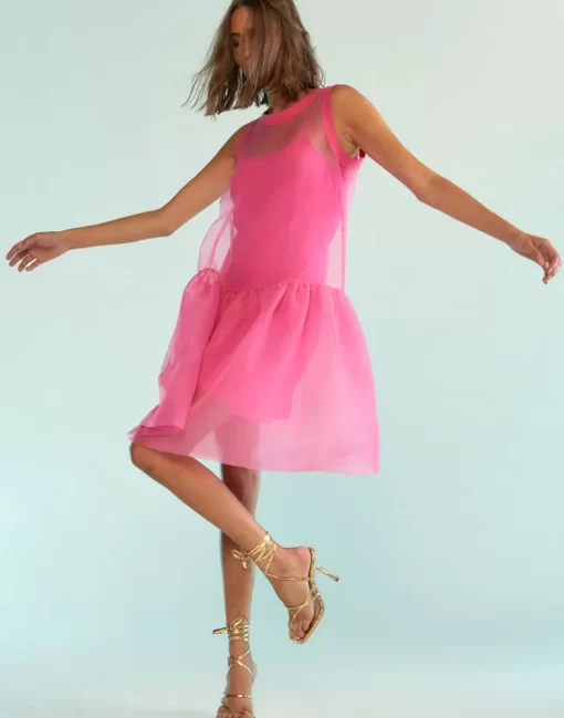 Cheap Cynthia Rowley Chloe Organza Dress Pink