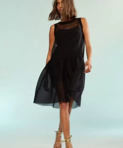 Outlet Cynthia Rowley Chloe Organza Dress Black