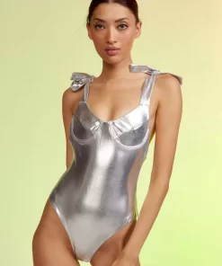 Flash Sale Cynthia Rowley Chrome Swimsuit Silvr