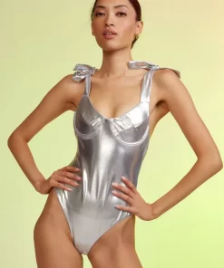 Flash Sale Cynthia Rowley Chrome Swimsuit Silvr