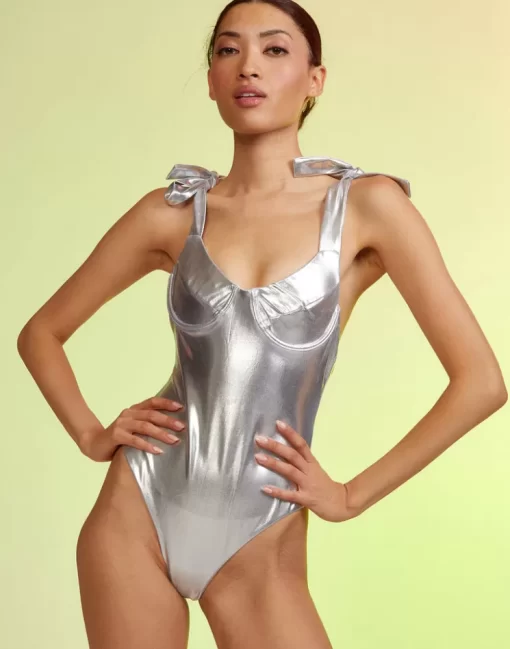 Flash Sale Cynthia Rowley Chrome Swimsuit Silvr