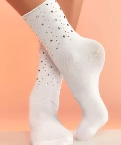 Discount Cynthia Rowley Crystal Socks White