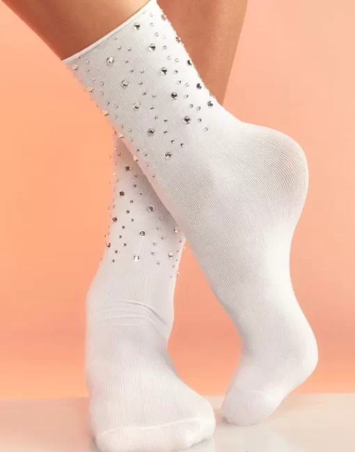 Discount Cynthia Rowley Crystal Socks White