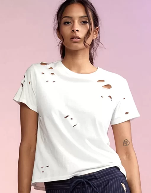 Shop Cynthia Rowley Distressed Tee White