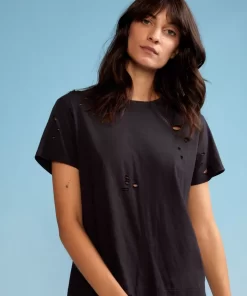 Online Cynthia Rowley Distressed Tee Black