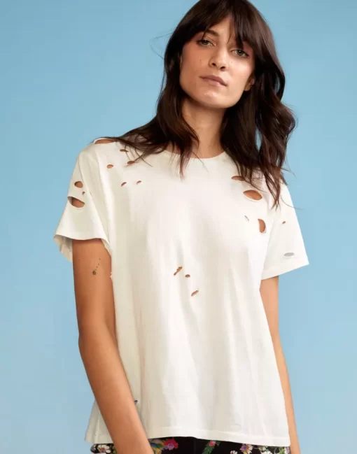 Shop Cynthia Rowley Distressed Tee White