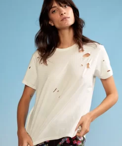 Shop Cynthia Rowley Distressed Tee White