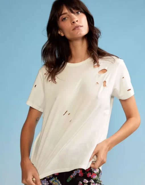 Shop Cynthia Rowley Distressed Tee White