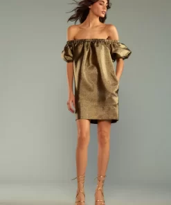 Outlet Cynthia Rowley Electra Metallic Dress Blkgld