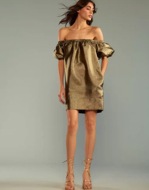 Outlet Cynthia Rowley Electra Metallic Dress Blkgld