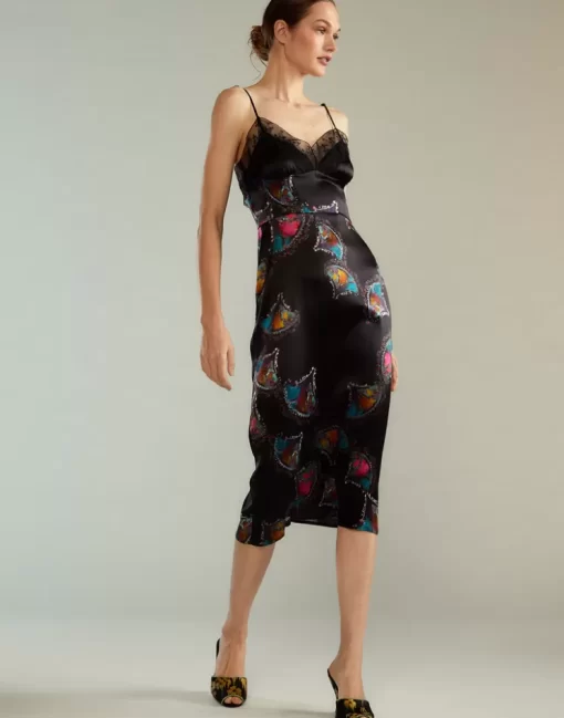 Best Cynthia Rowley Emi Silk Slip Dress Blkmul