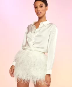 Outlet Cynthia Rowley Feather Skirt White