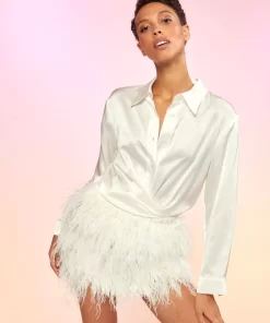 Outlet Cynthia Rowley Feather Skirt White