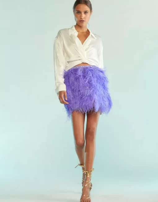 Shop Cynthia Rowley Feather Skirt Purpl