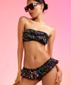 New Cynthia Rowley Flirt Cotton Bikini Bottom Blkmul