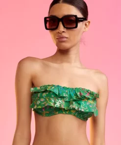 Online Cynthia Rowley Flirt Cotton Bikini Top Grnmt