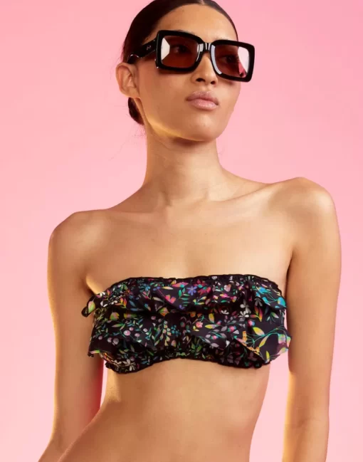 Best Cynthia Rowley Flirt Cotton Bikini Top Blkmul