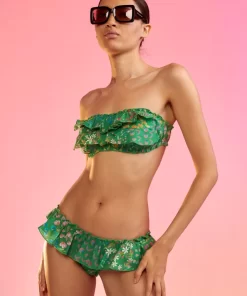 Online Cynthia Rowley Flirt Cotton Bikini Top Grnmt