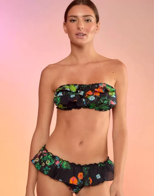 Discount Cynthia Rowley Flirt Ruffle Bikini Bottom Black