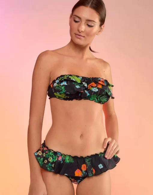 Discount Cynthia Rowley Flirt Ruffle Bikini Bottom Black