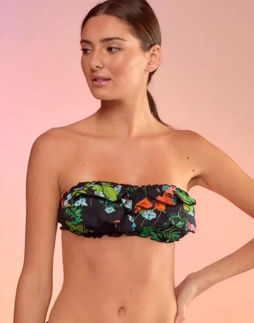 Cheap Cynthia Rowley Flirt Ruffle Bikini Top Black