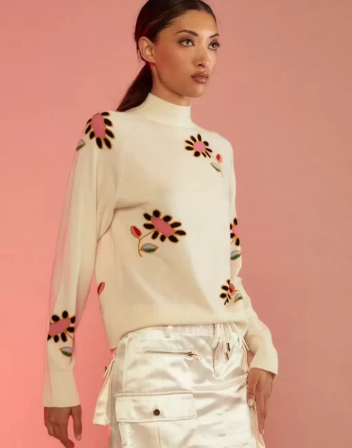 Shop Cynthia Rowley Flor Cashmere Sweater Whtml