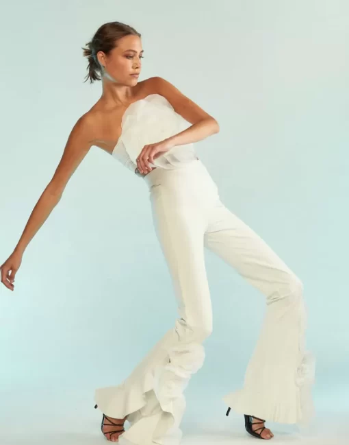 New Cynthia Rowley Flora Flare Pants White