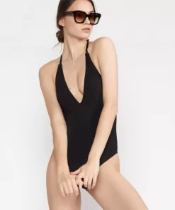 New Cynthia Rowley Frankie Halter Neoprene Swimsuit Blk