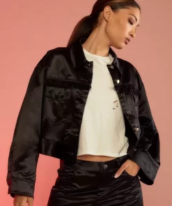 Best Cynthia Rowley Freya Satin Jacket Black