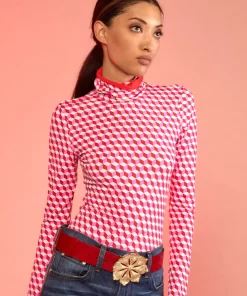 Cheap Cynthia Rowley Geometric Turtleneck Rdpnk