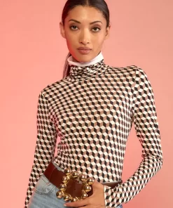 Hot Cynthia Rowley Geometric Turtleneck Tpmul