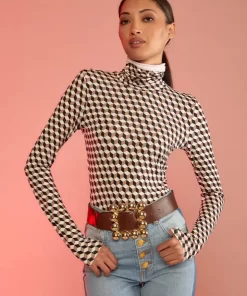 Hot Cynthia Rowley Geometric Turtleneck Tpmul